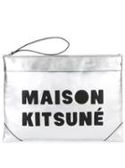 Maison Kitsuné Logo Patch Clutch, Women's, Grey