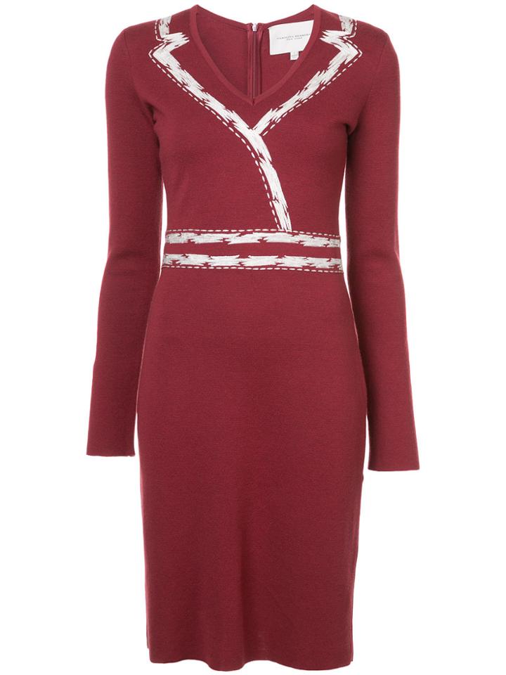 Carolina Herrera V-neck Knitted Dress - Red