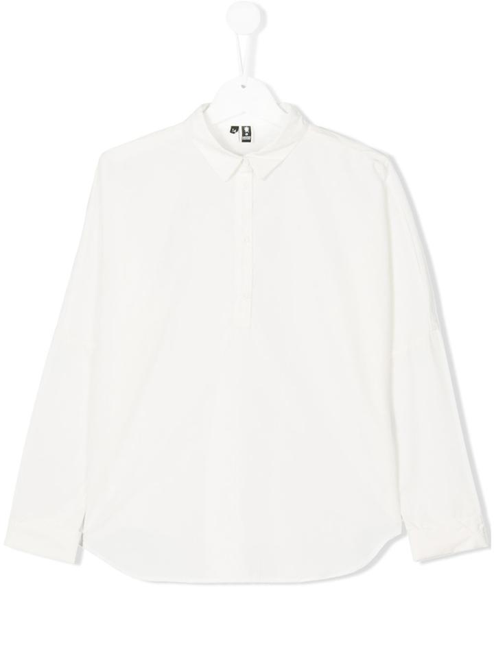 European Culture Kids Half Buttoned Shirt - White