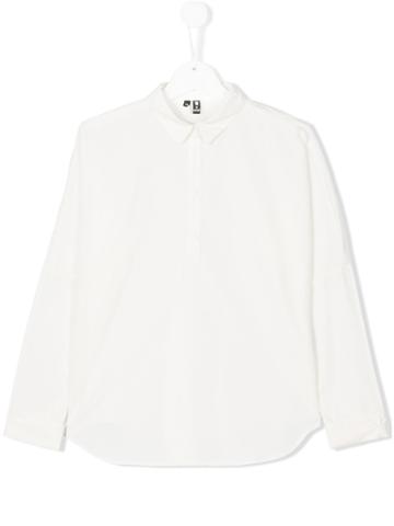 European Culture Kids Half Buttoned Shirt - White
