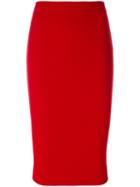 Victoria Beckham - Zip Up Fitted Skirt - Women - Polyester/triacetate - 12, Red, Polyester/triacetate