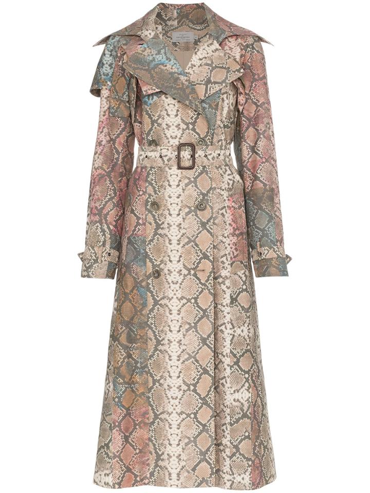 Preen By Thornton Bregazzi Peggy Snakeskin Print Trench Coat -
