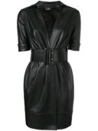 Elisabetta Franchi Belted Faux Leather Mini Dress - Black
