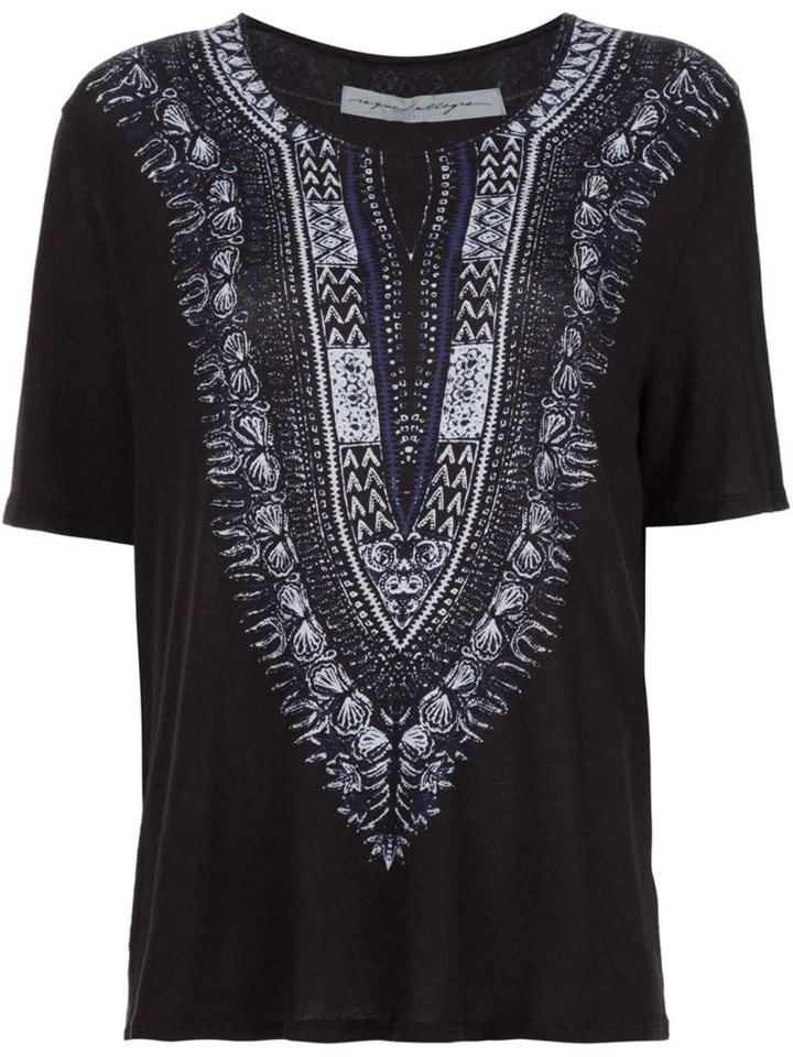 Raquel Allegra Embroidery Print T-shirt, Women's, Size: Small, Black, Cotton