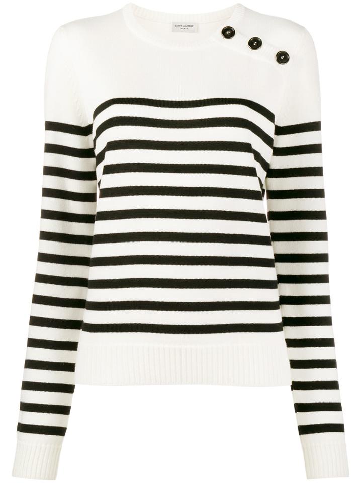 Saint Laurent White Striped Jumper