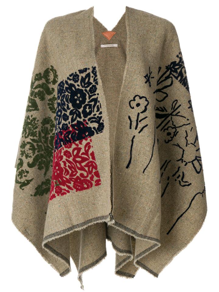 Ermanno Gallamini Velvet Flock Patches Cape - Nude & Neutrals
