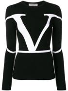 Valentino Contrast Logo Print Knitted Top - Black