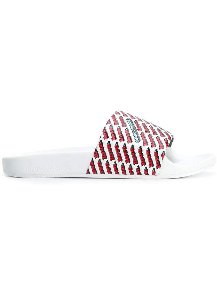 Marc Jacobs Love Print Slides - White