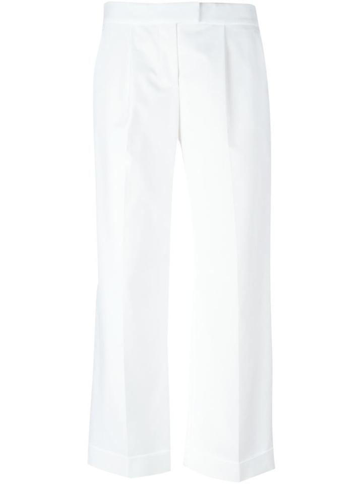 Boutique Moschino Turn-up Hem Cropped Trousers, Women's, Size: 40, White, Cotton/other Fibres