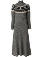 Jean Paul Gaultier Vintage Fair Isle Knit Maxi Dress, Women's, Size: 42, Grey