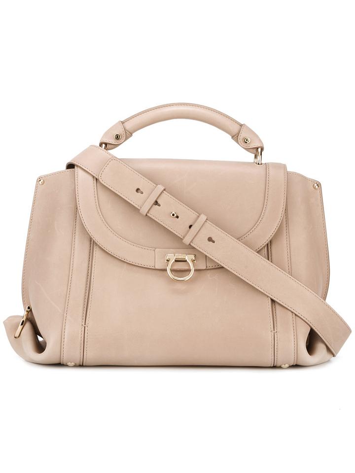 Salvatore Ferragamo Large Sofia Tote, Women's, Nude/neutrals, Leather