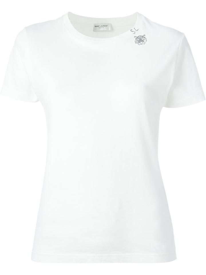 Saint Laurent Logo And Tiger Head Print T-shirt