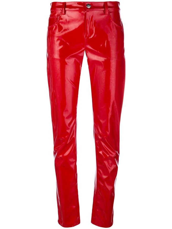Wandering Varnished Slim Trousers - Red