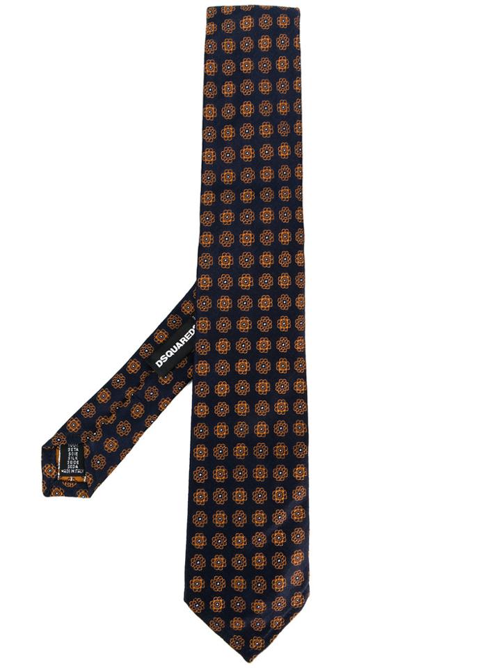 Dsquared2 Floral Embroidered Tie - Blue