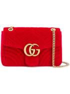 Gucci Gg Marmont Velvet Shoulder Bag - Red