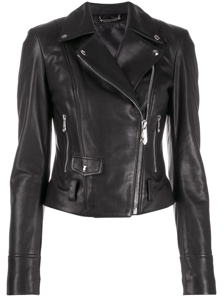 Philipp Plein Biker Skull Jacket - Black