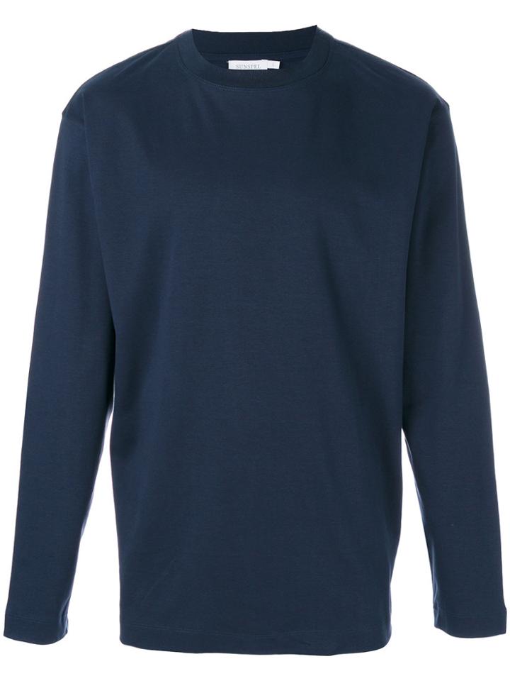 Sunspel Long Sleeve T-shirt - Blue