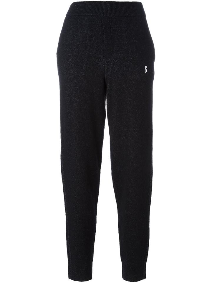 Alexander Wang Dollar Sign Embroidered Track Pants, Women's, Size: Medium, Black, Cotton