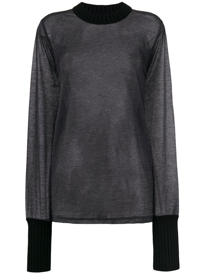 Joseph Sheer Longsleeved T-shirt - Black