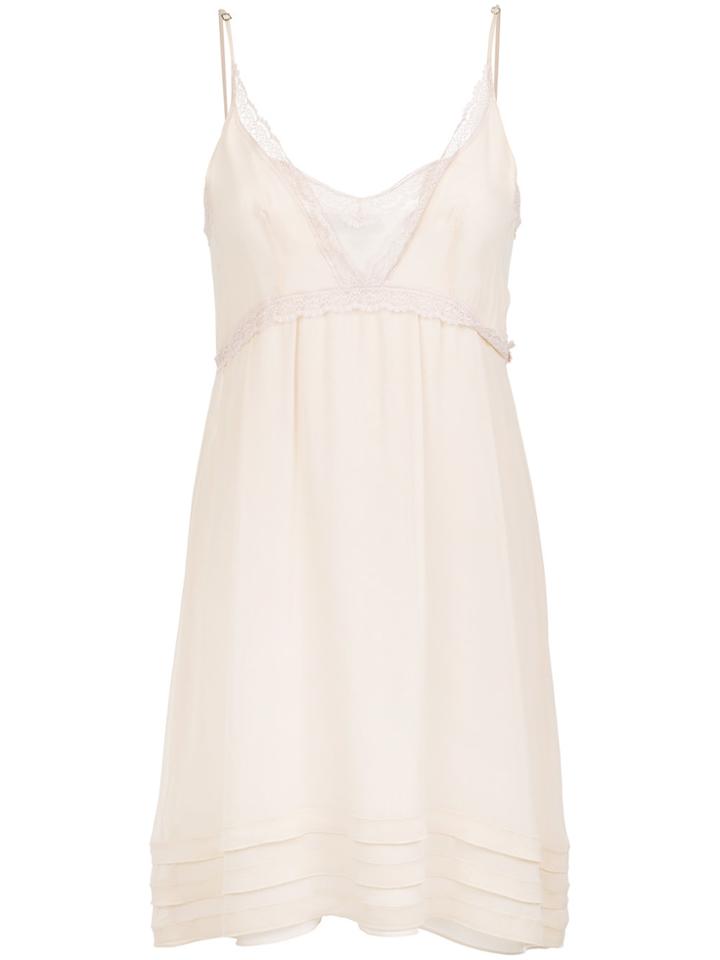 Nk Lace Details Silk Dress - Nude & Neutrals