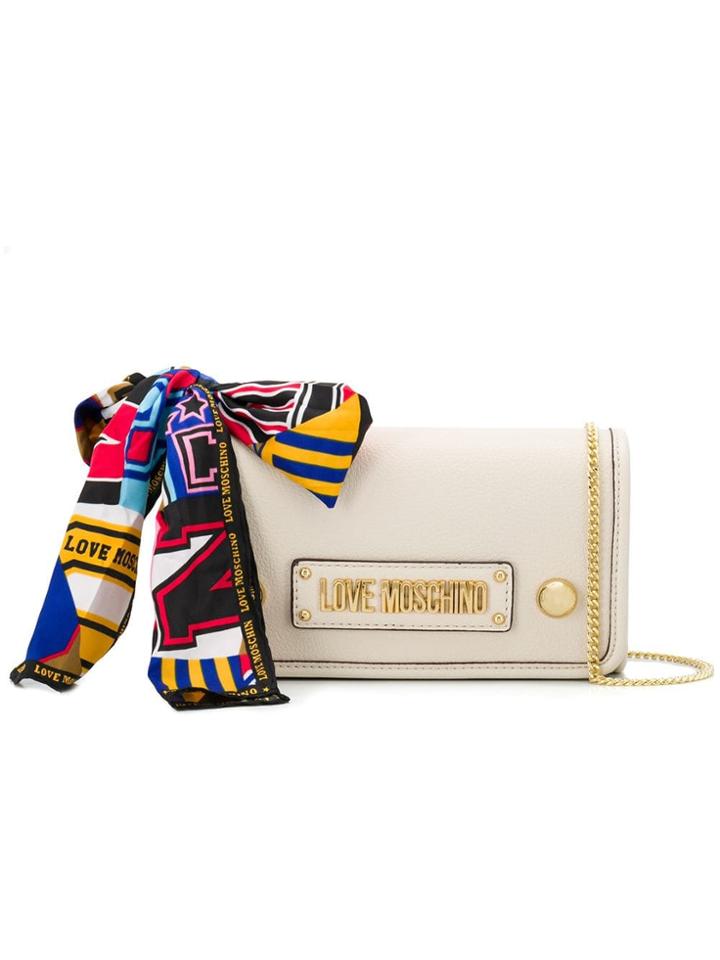 Love Moschino Logo Plaque Shoulder Bag - Neutrals