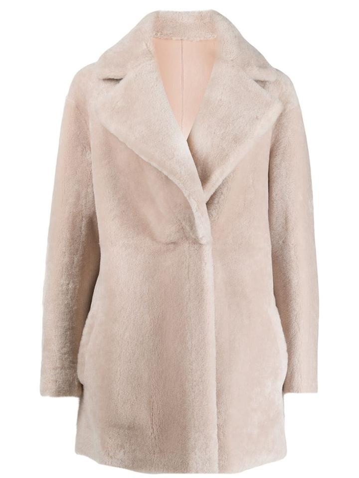 Blancha Faux Fur Single-breasted Coat - Pink