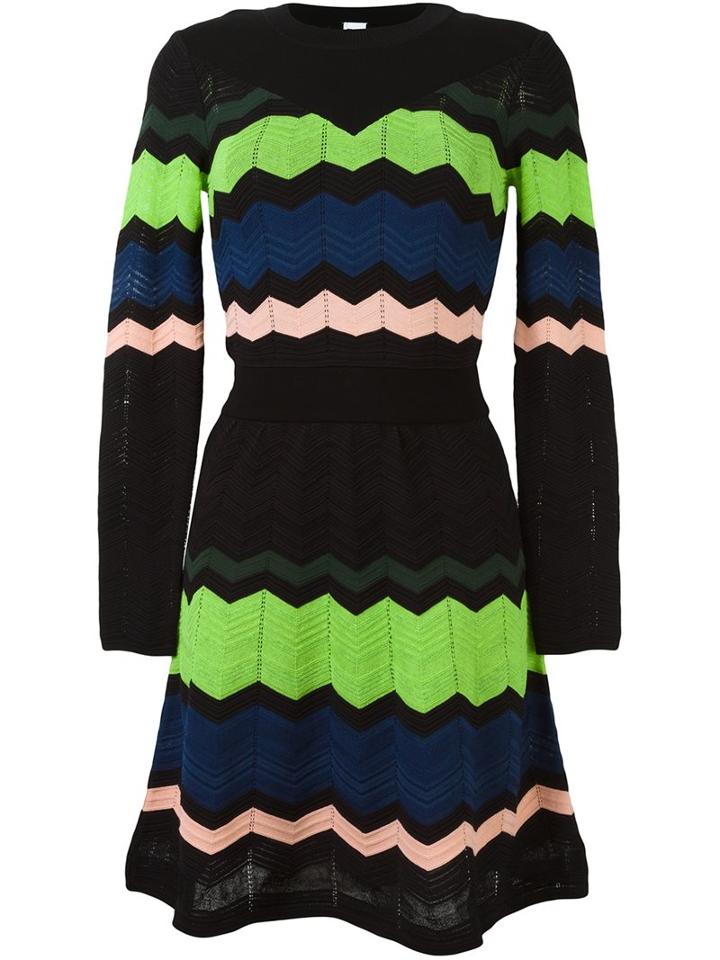 M Missoni Zigzag Knitted Dress, Women's, Size: 40, Black, Cotton/polyamide/polyester/wool