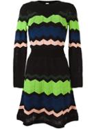 M Missoni Zigzag Knitted Dress, Women's, Size: 40, Black, Cotton/polyamide/polyester/wool