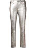 Frame Slim-fit Leather Trousers - Silver
