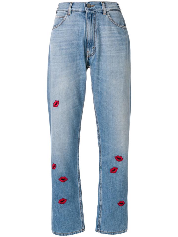 Vivetta Lips Patch Embellished Jeans - Blue