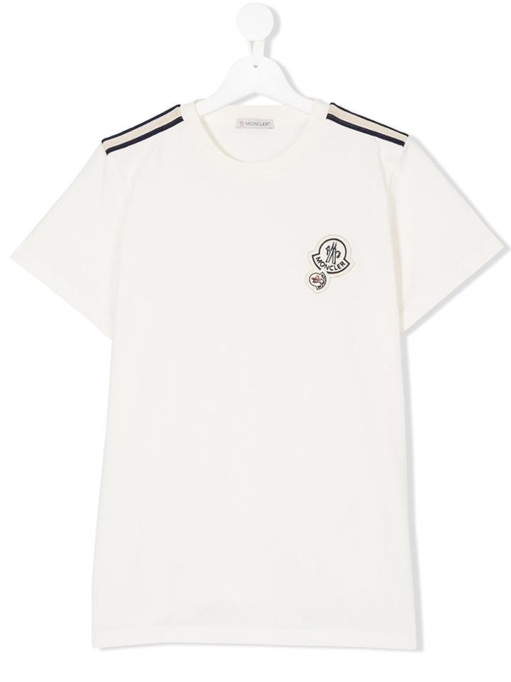 Moncler Kids Striped Shoulder T-shirt - White