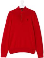 Ralph Lauren Kids Zipped Collar Jumper - Red