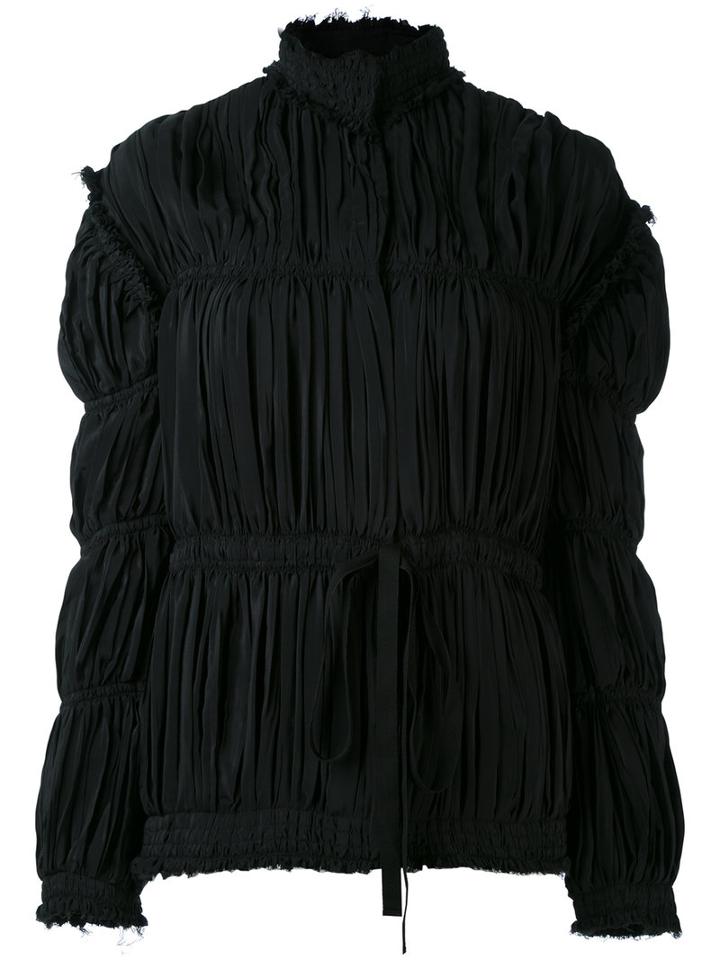 J.w.anderson - Ruched Jacket - Women - Silk/acetate - 8, Black, Silk/acetate