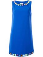 Moschino Mirror Embroidered Shift Dress, Women's, Size: 46, Blue, Polyester/acetate/rayon/triacetate