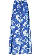 Isolda Fish Print Long Skirt - Blue