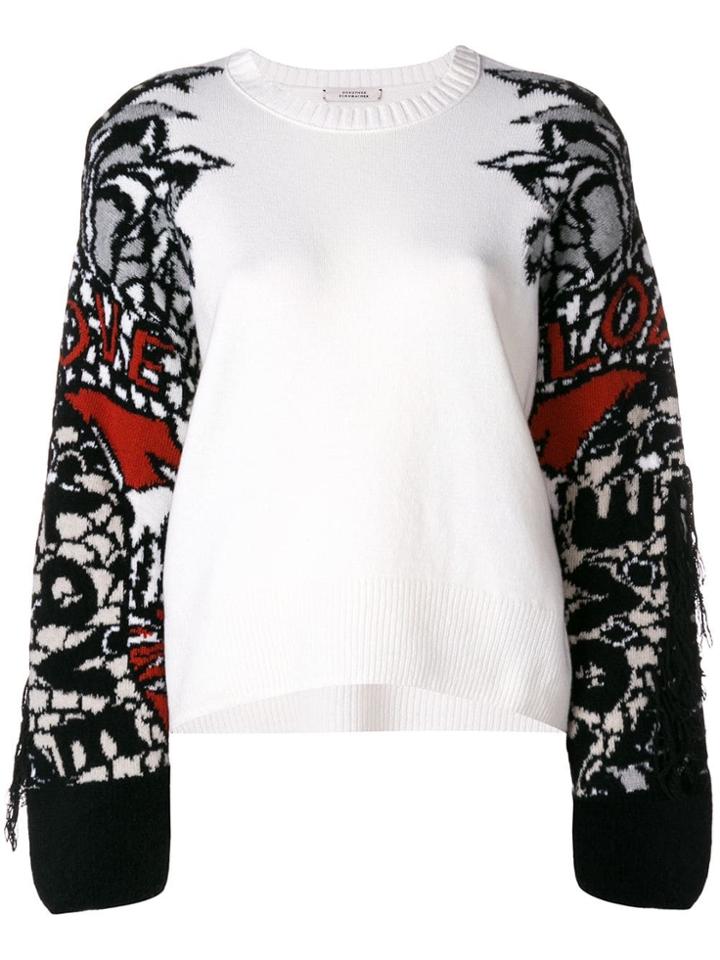 Dorothee Schumacher Intarsia Knit Sleeved Sweater - White