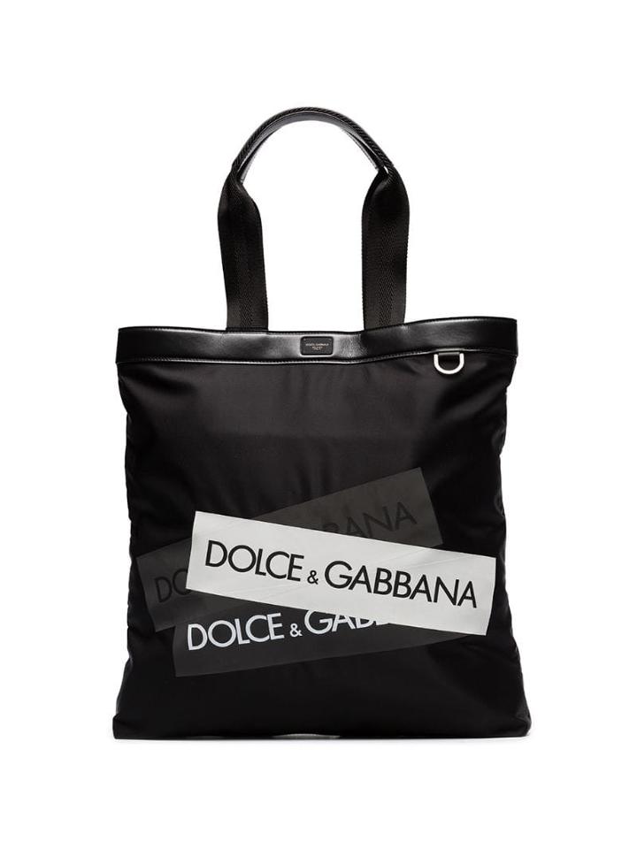 Dolce & Gabbana Volcano Logo-stripe Tote Bag - Black