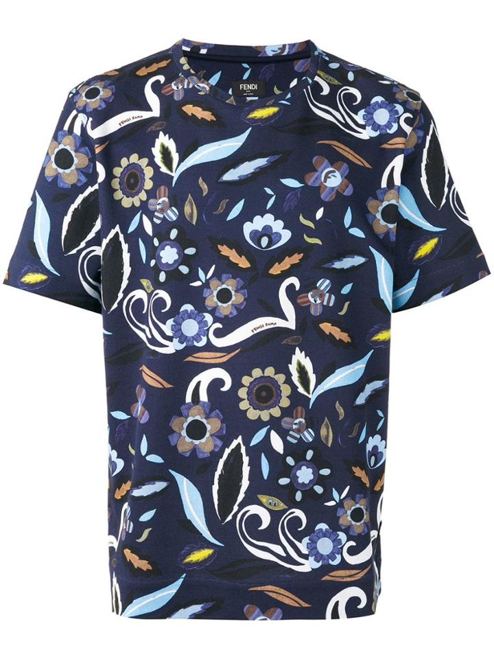 Fendi Short-sleeved Flower Print T-shirt - Black