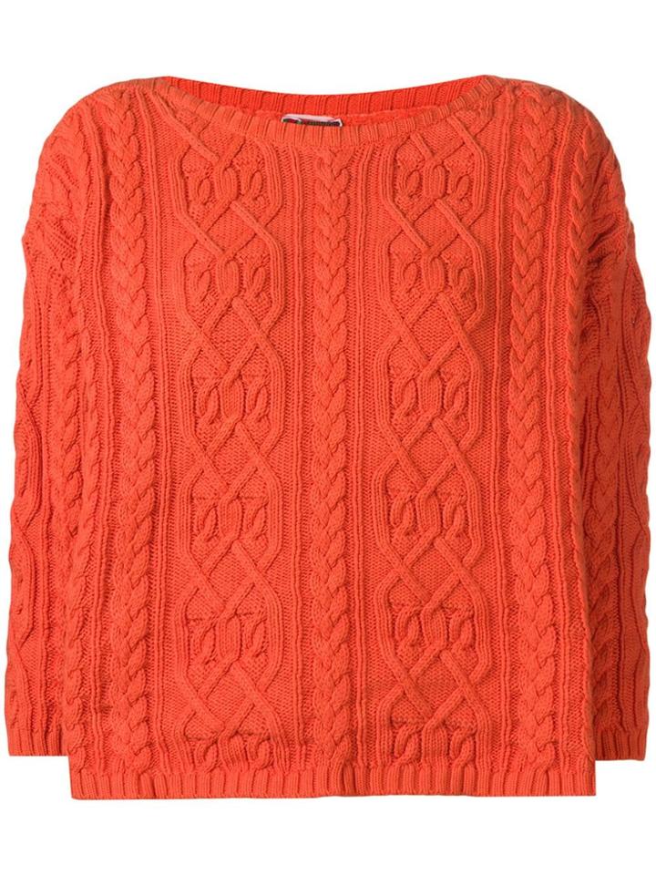 Kenzo Vintage 1990's Slash Neck Jumper - Orange