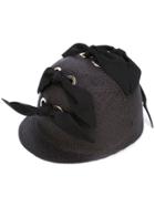 Federica Moretti Bow Embellished Hat - Black