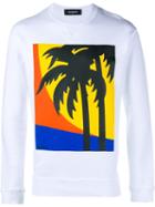 Dsquared2 Palm Tree Print Sweatshirt, Men's, Size: S, White, Cotton
