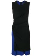 Versace Contrast Drape Jersey Dress - Black