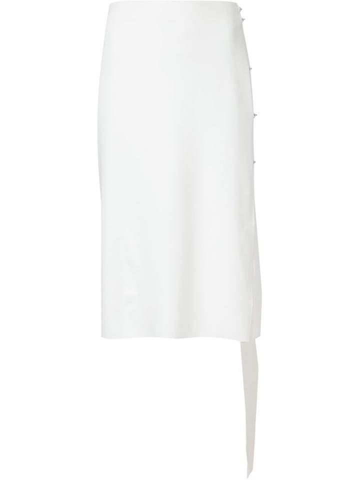 Lanvin Hanging Stripe Midi Skirt, Women's, Size: 36, White, Spandex/elastane/acetate/viscose