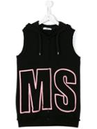 Msgm Kids Logo Sleeveless Hoodie, Girl's, Size: 12 Yrs, Black