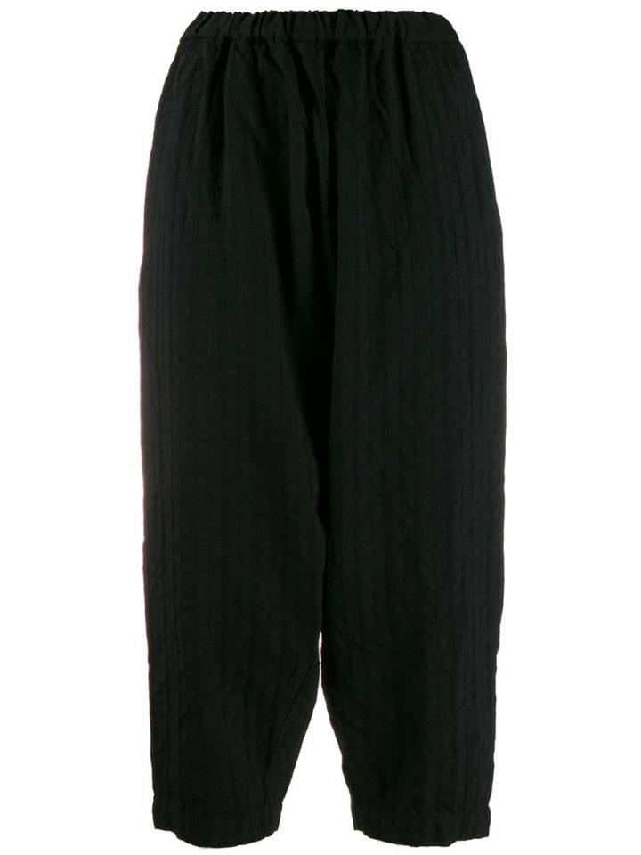 Comme Des Garçons Comme Des Garçons Striped Cropped Trousers - Black