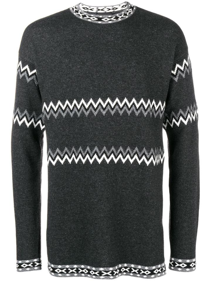 Diesel Black Gold Intarsia-knit Jumper - Grey