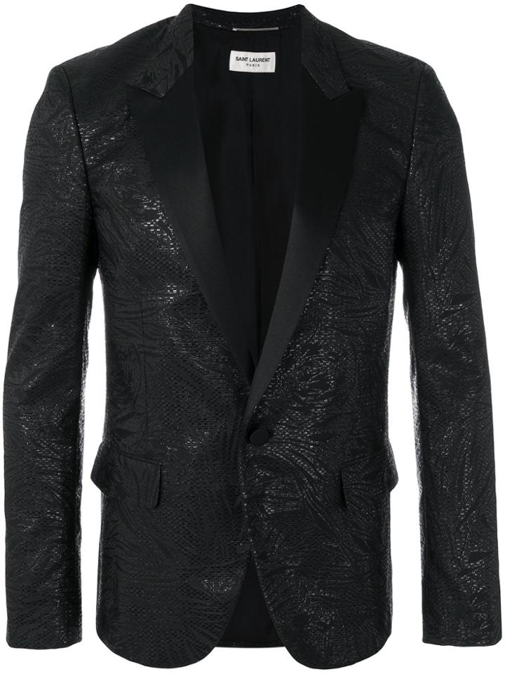 Saint Laurent Embroidered Detail Dinner Jacket - Black