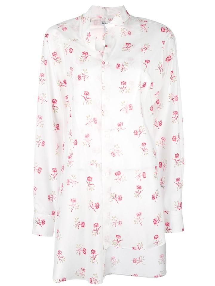Loewe Roses Print Asymmetric Shirt, Women's, Size: 40, White, Cotton