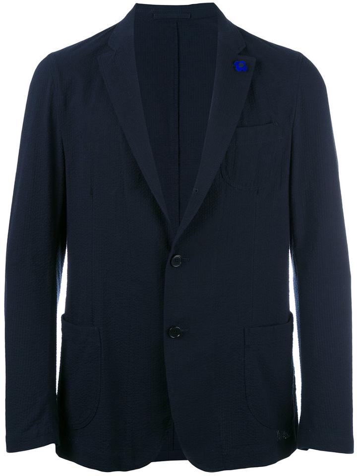 Lardini Patch Pockets Blazer, Men's, Size: 54, Blue, Cotton
