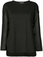 Fabiana Filippi - Sheer Sleeve Top - Women - Linen/flax/polyamide/viscose - 42, Black, Linen/flax/polyamide/viscose